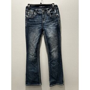Miss Me Jeans Embellished  27 Mid-Rise Curvy Boot Cut Western Stretch Denim